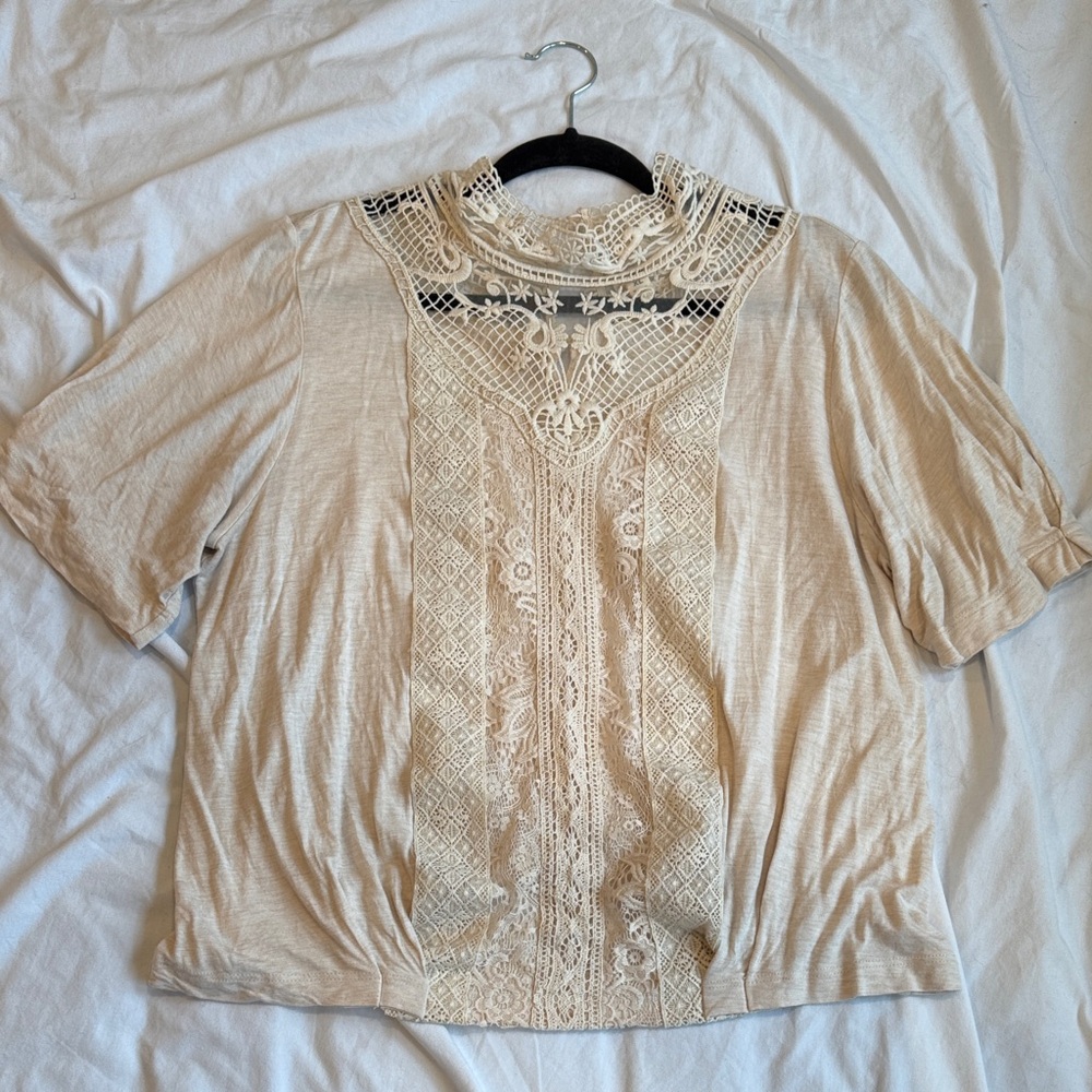 Anthropologie Cream Lace Women's Top
